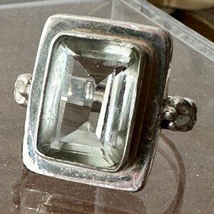 Vintage Sterling Silver Flourite Emerald Cut Ring